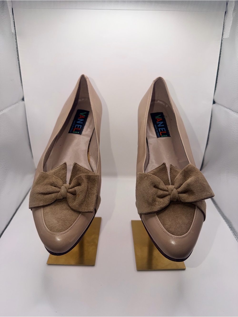 Vaneli Beige Bow-Accent Loafers
